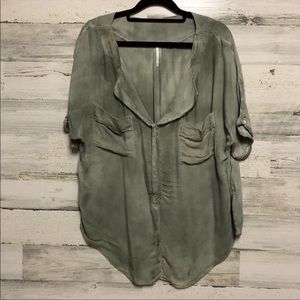 Green Free People Tie Dye Top (M)